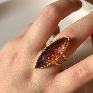 Betty Carre 22k-gold-infused statement ring w/rosy jewel